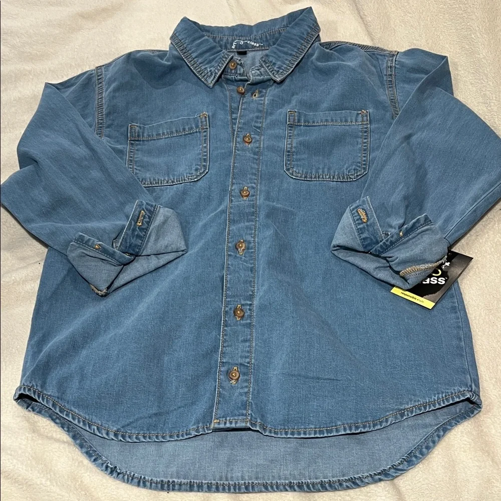 NWT Art Class Blue Denim Button-Up Shirt Sz XL/14
